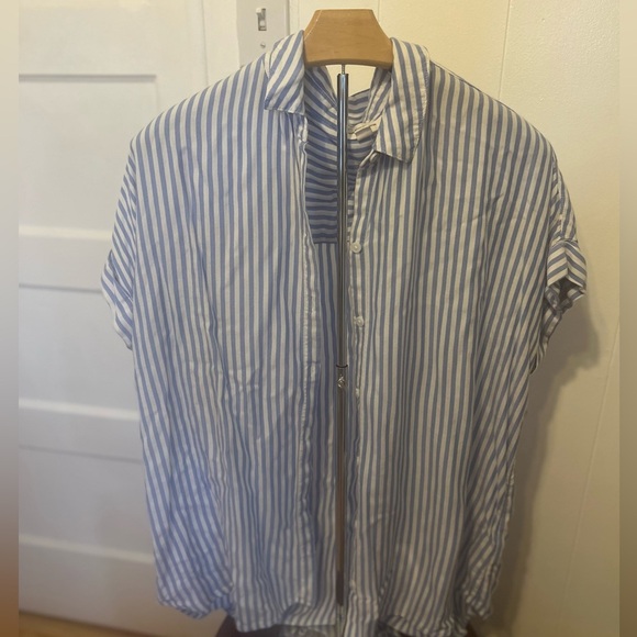 beachlunchlounge Tops - Beach lunch lounge shirt stripped blue and white